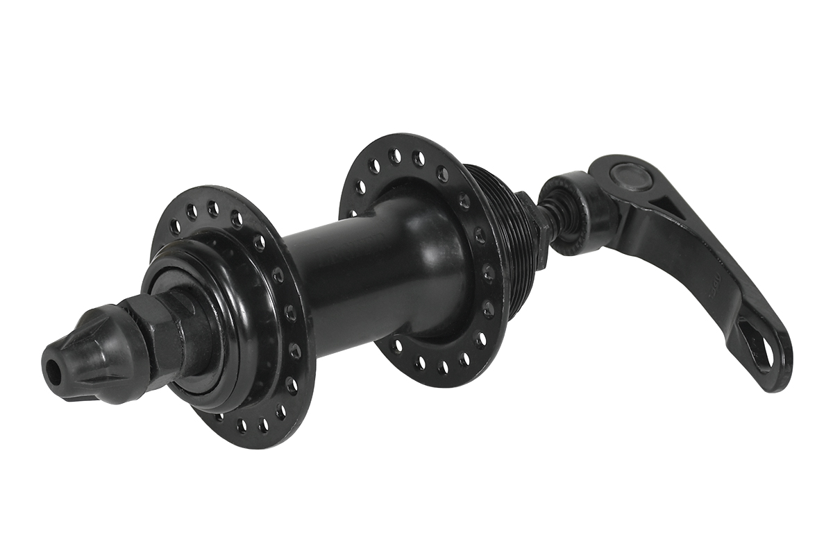 Втулка передняя FR-09F DISC BRAKE 36H*M9*100*108MM W/QR BLACK,сталь,под резьбовой ротор Втулка передняя FR-09F DISC BRAKE 36H*M9*100*108MM W/QR BLACK,сталь,под резьбовой ротор